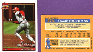 Ozzie Smith 1991 Topps Cracker Jack Series Mint Card #27