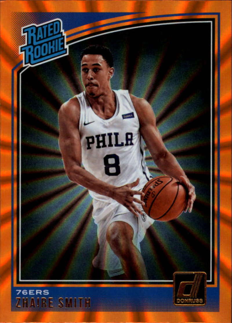 Zhaire Smith 2018 2019 Panini Donruss Rated Rookies Holo Orange Laser Series Mint Card #154