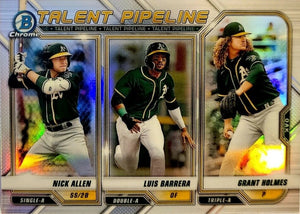 Luis Barrera, Nick Allen and Grant Holmes 2021 Bowman Chrome Talent Pipeline Series Mint Card #TP-OAK