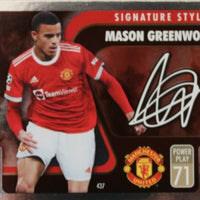 Mason Greenwood 2021 2022 Topps Match Attax Signature Style Series Mint Card #437