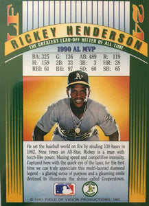 Rickey Henderson 1991 Field Of Vision SilverStar Hologram Series Mint Card