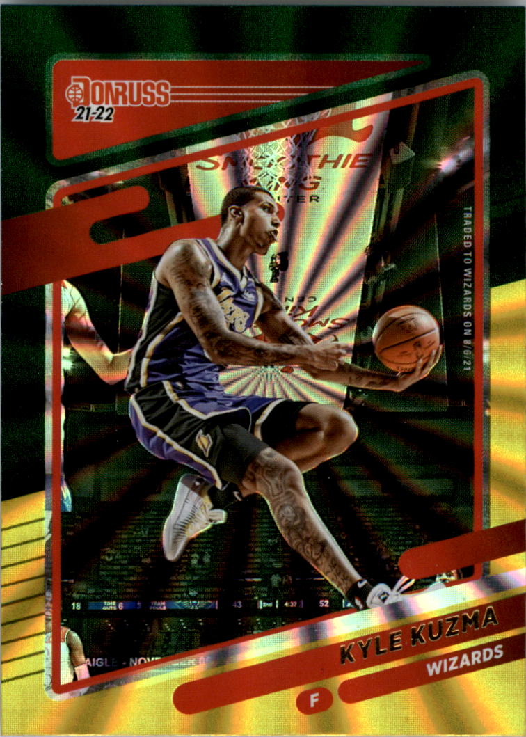 Kyle Kuzma 2021 2022 Panini Donruss Green and Yellow Laser Series Mint Card #166