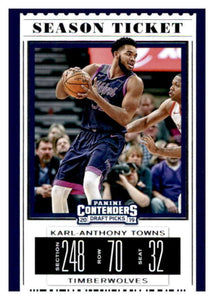 Karl-Anthony Towns 2019 2020 Panini Contenders Draft Picks Variation Series Mint Card #25