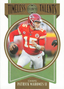 Patrick Mahomes II 2022 Panini Legacy Timeless Talents Series Mint Card # TT-1