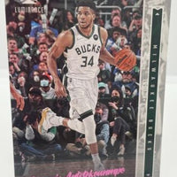 Giannis Antetokounmpo 2021 2022 Panini Chronicles Luminance Pink Parallel Series Mint Card #265