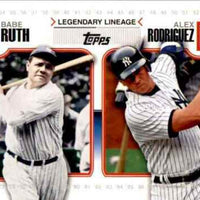 Babe Ruth 2010 Topps Legendary Lineage Series Mint Card #LL3 with Alex Rodriguez