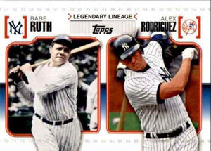 Babe Ruth 2010 Topps Legendary Lineage Series Mint Card #LL3 with Alex Rodriguez