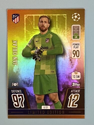 Jan Oblak 2021 2022 Topps Match Attax Limited Edition Gold Series Mint Card #LE21