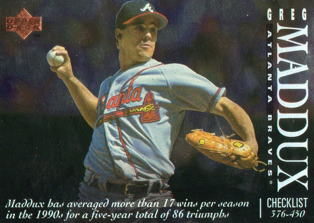 Greg Maddux 1995 Upper Deck Checklist Series Mint Card #5