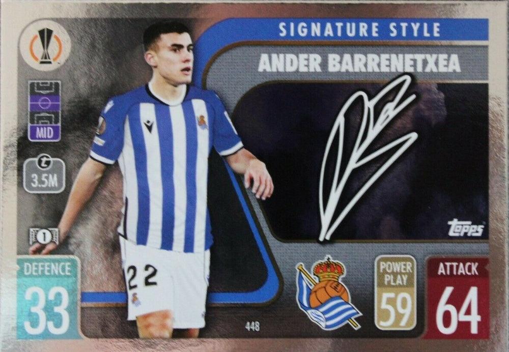Ander Barrenetxea 2021 2022 Topps Match Attax Signature Style Series Mint Card #448