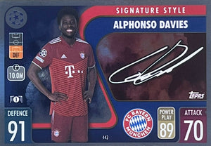Alphonso Davies 2021 2022 Topps Match Attax Signature Style Series Mint Card #443