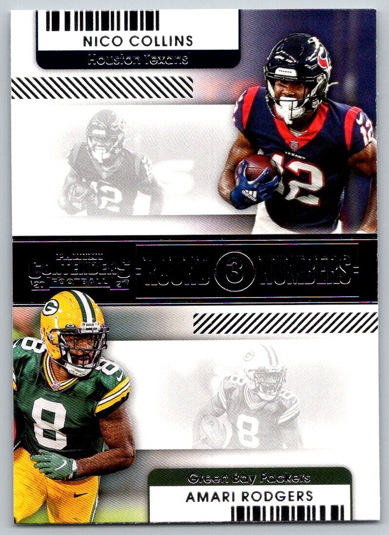 Nico Collins and Amari Rodgers 2021 Panini Contenders Round 3 Numbers Series Mint Card #RN-NCO