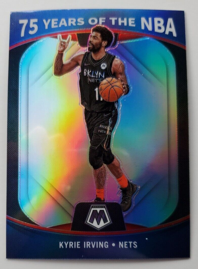 Kyrie Irving 2021 2022 Panini Mosaic 75 Years of the NBA Silver Prizm Series Mint Card #78