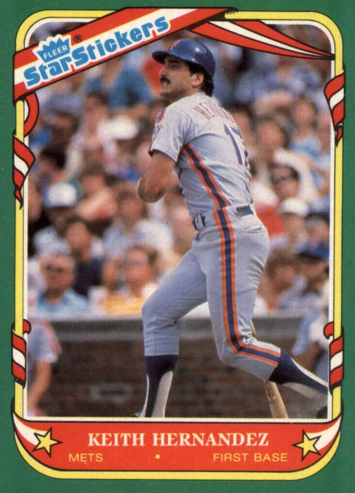 Keith Hernandez 1987 Fleer Star Stickers Series Card #58