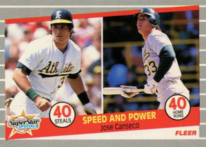 Jose Canseco 1989 Fleer 40/40 Speed and Power Series Mint Card #628