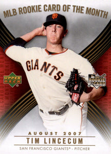 Tim Lincecum 2007 Upper Deck Rookie Card of the Month Mint ROOKIE Card #ROM5