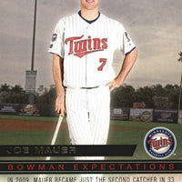 Buster Posey 2010 Bowman Expectations Series Mint ROOKIE Card #BE13 with Joe Mauer