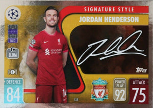 Jordan Henderson 2021 2022 Topps Match Attax Signature Style Series Mint Card #438
