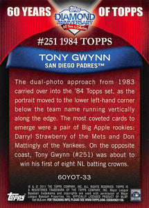 Tony Gwynn 2011 Topps 60 Years Of Topps Series Mint Card #60YOT33