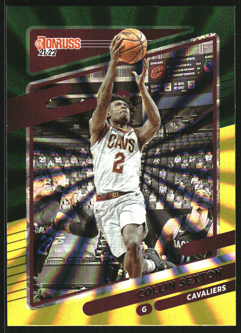 Collin Sexton 2021 2022 Panini Donruss Green and Yellow Laser Series Mint Card #124