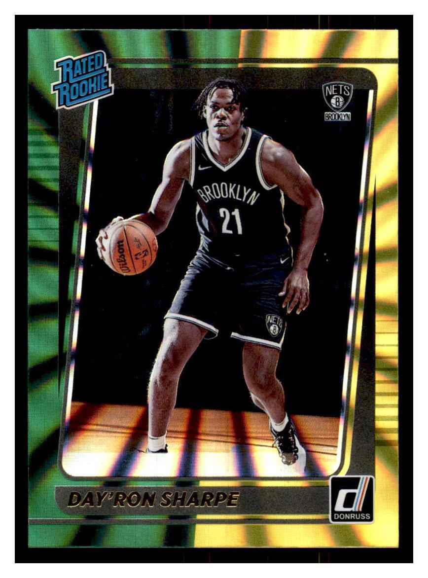 Day'ron Sharpe 2021 2022 Panini Donruss Rated Rookie Green and Yellow Laser Series Mint Card #215