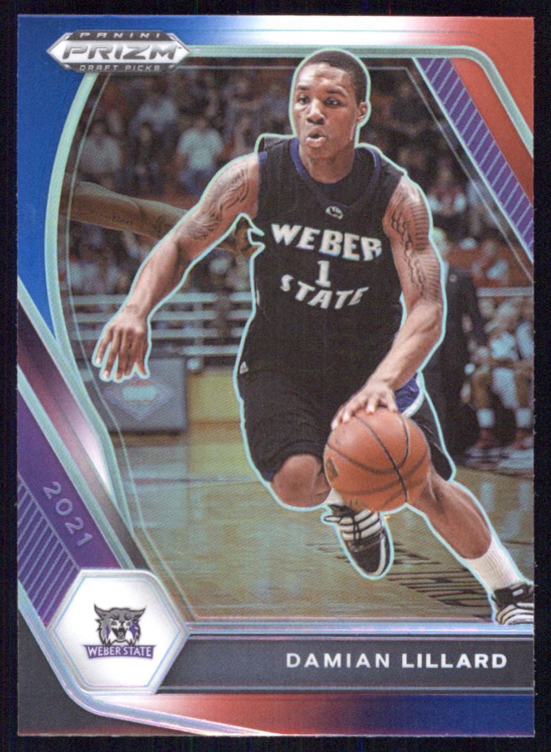 Damian Lillard 2021-22 Panini Prizm Draft Picks Red White Blue Prizm Series Mint Card #83