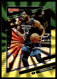 Karl-Anthony Towns 2021 2022 Panini Donruss Green and Yellow Laser Series Mint Card #75