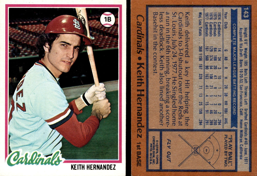 Keith Hernandez 1978 Topps Series Card #143
