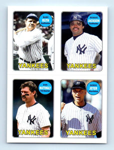 Babe Ruth 2013 Topps Archives 4 in 1 Mini Stickers Series Mint Card #69S-RJMJ with Jeter, Reggie and Mattingly