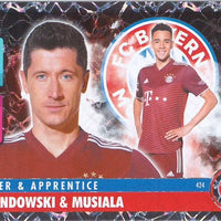 Lewandowski / Musiala  2021 2022 Topps Match Attax Master & Apprentice Series Mint Card #424