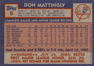 Don Mattingly 1984 Topps Series Mint Rookie Card #8