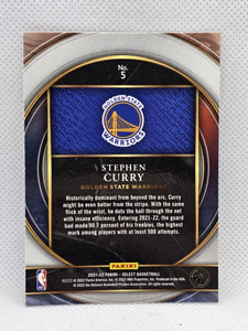 Stephen Curry 2021 2022 Panini Select Numbers Series Mint Card #5