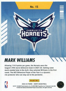 Mark Williams 2022 2023 Panini Hoops Arriving Now Series Mint Rookie Card #15