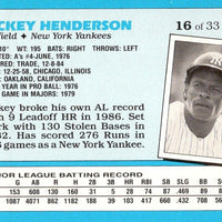 Rickey Henderson 1987 Topps Kay-Bee Superstars of Baseball Series Mint Card #16