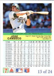 Jose Canseco 1992 Fleer Citgo The Performer Series Mint Card #13