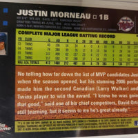 Justin Morneau 2007 Topps Chrome Blue Refractor Series Mint Card #175