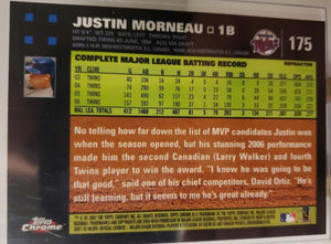 Justin Morneau 2007 Topps Chrome Blue Refractor Series Mint Card #175