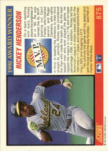 Rickey Henderson 1991 Score MVP Series Mint Card #875