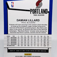 Damian Lillard 2019 2020 Hoops Premium Stock Tribute Series Mint Card #291