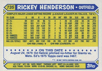 Rickey Henderson 1987 Topps Tiffany Series Mint Glossy Card #735
