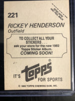 Rickey Henderson 1982 Topps Sticker Series Mint Card #221

