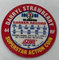 Darryl Strawberry 1991 7-11 Slurpee Superstar Action Coin Disc Series Mint Card #14
