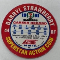 Darryl Strawberry 1991 7-11 Slurpee Superstar Action Coin Disc Series Mint Card #14