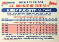 Kirby Puckett 1989 Topps Kmart Dream Team Series Mint Card #16
