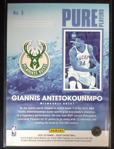 Giannis Antetokounmpo 2021 2022 Panini Hoops Pure Players Series Mint Card #5