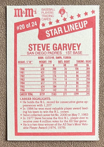 Steve Garvey 1987 M&M's Star Lineup Series Mint Card #20
