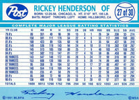 Rickey Henderson 1991 Classic Blue Series Mint Card #T72
