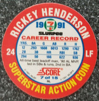 Rickey Henderson 1991 7-11 Slurpee Disc Series Mint Card #7
