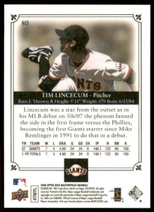 Tim Lincecum 2008 Upper Deck Masterpieces Series Mint Card #80