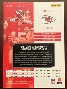 Patrick Mahomes II 2018 Panini Absolute Gold Foil Series Mint 2nd Year Card #49